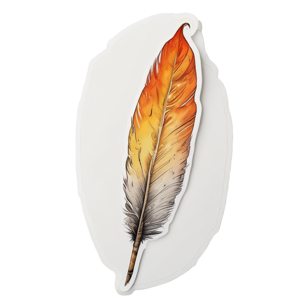 Orange and gold watercolor quill with flame tip