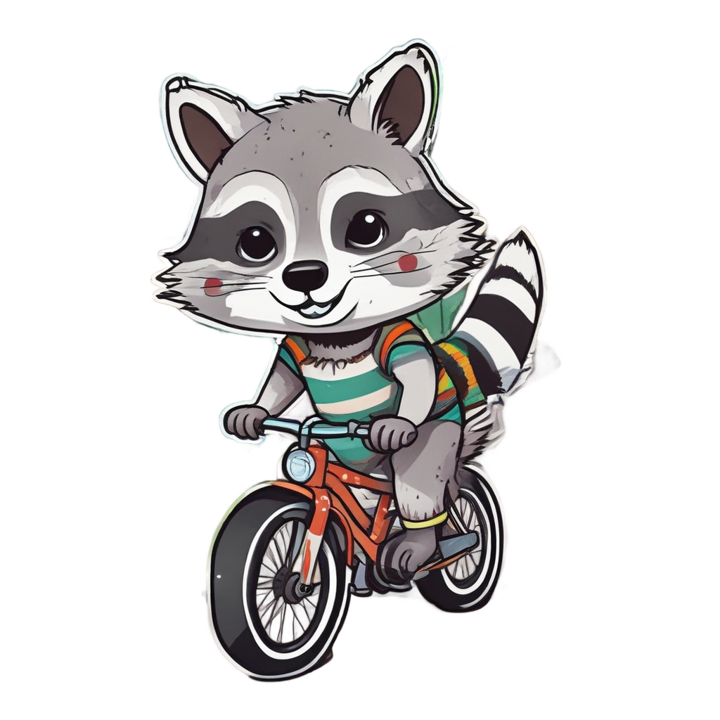 Raccoon Cyclist Climb — funny & humor stickers