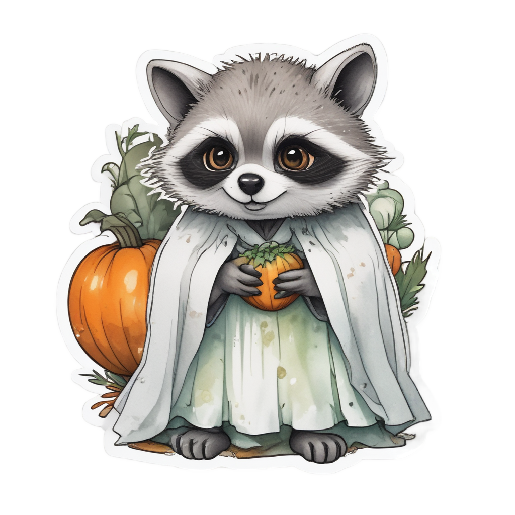 Raccoon Ghost Surprise — wildlife stickers