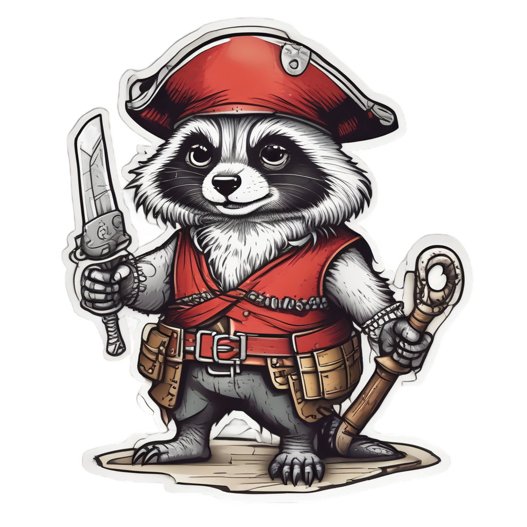 Raccoon Pirate with Treasure Map — woodland nursery stickers