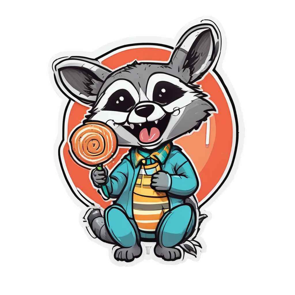 Raccoon Sneaky Lollipop Thief — woodland nursery stickers