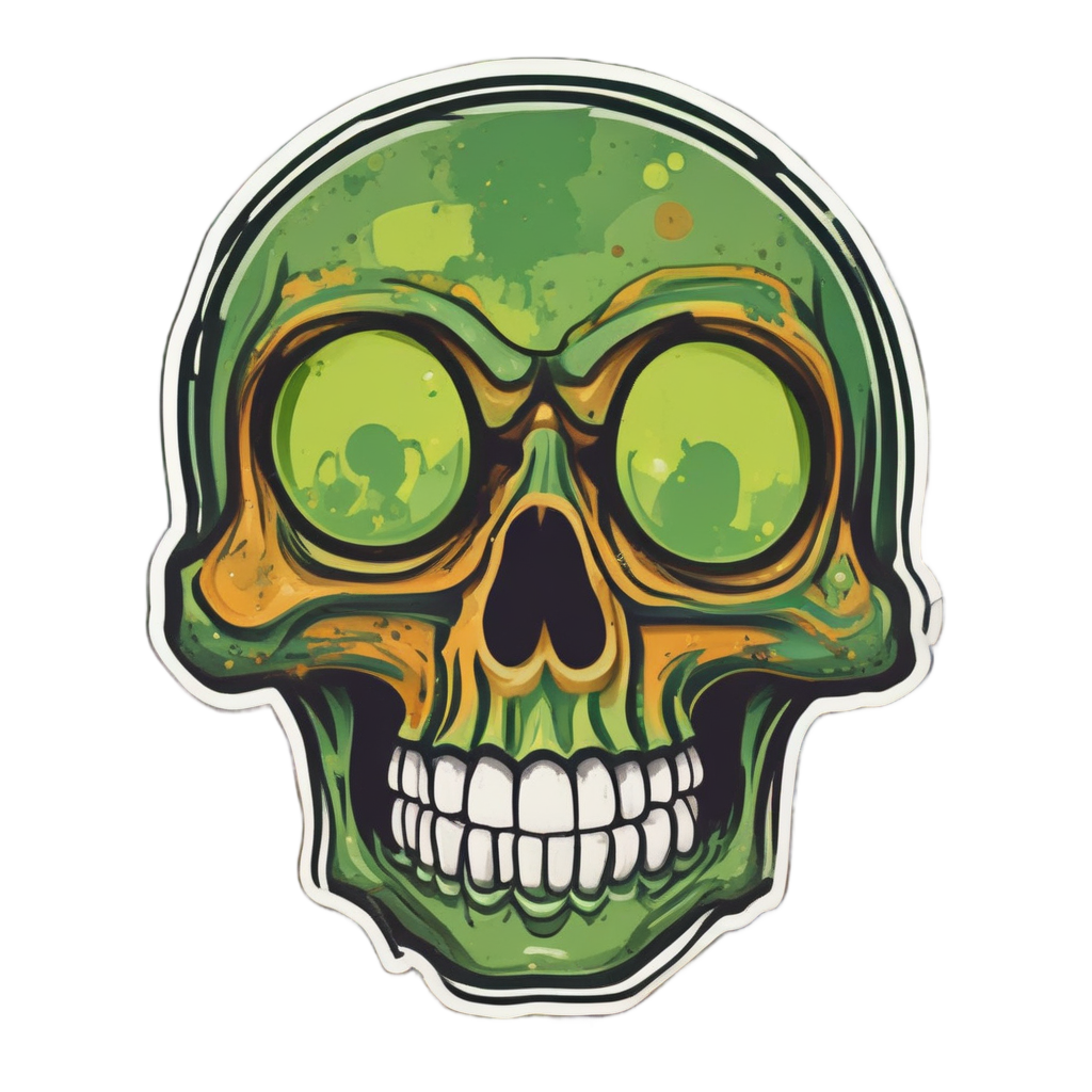 Radioactive Retro Skull — radioactive stickers