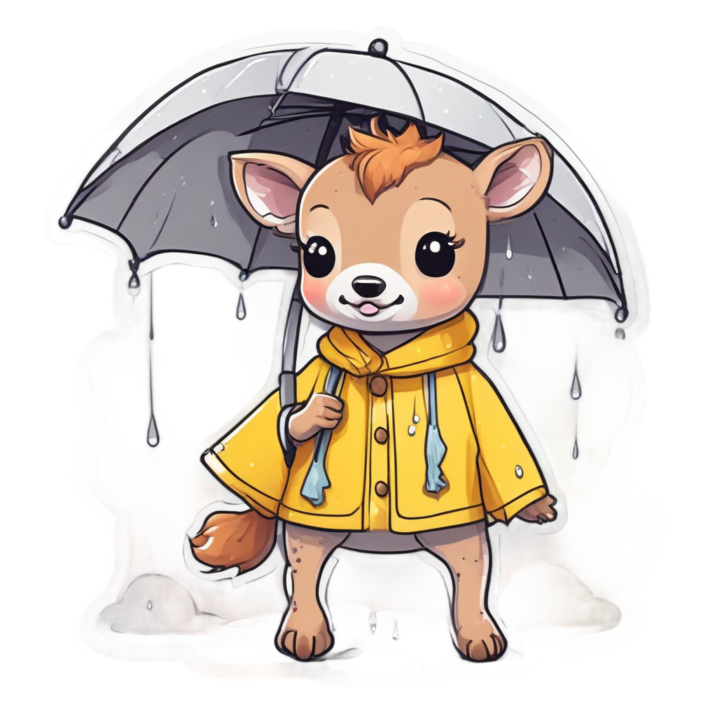 Rain Deer with Umbrella — woodland nursery stickers