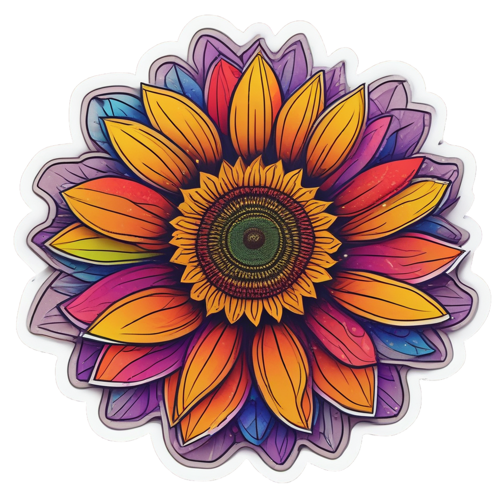 Rainbow Bloom Papercut — celestial stickers