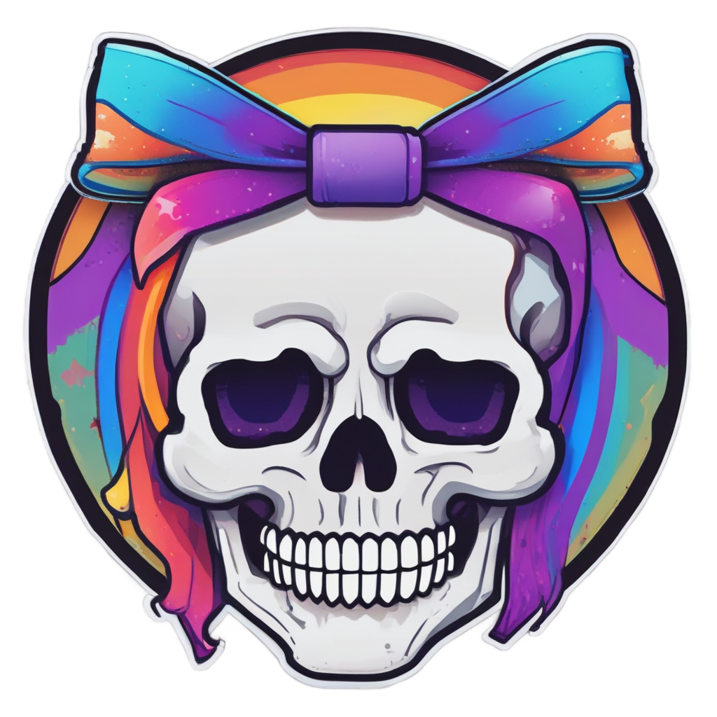 Rainbow Bow Skull — cute skull stickers