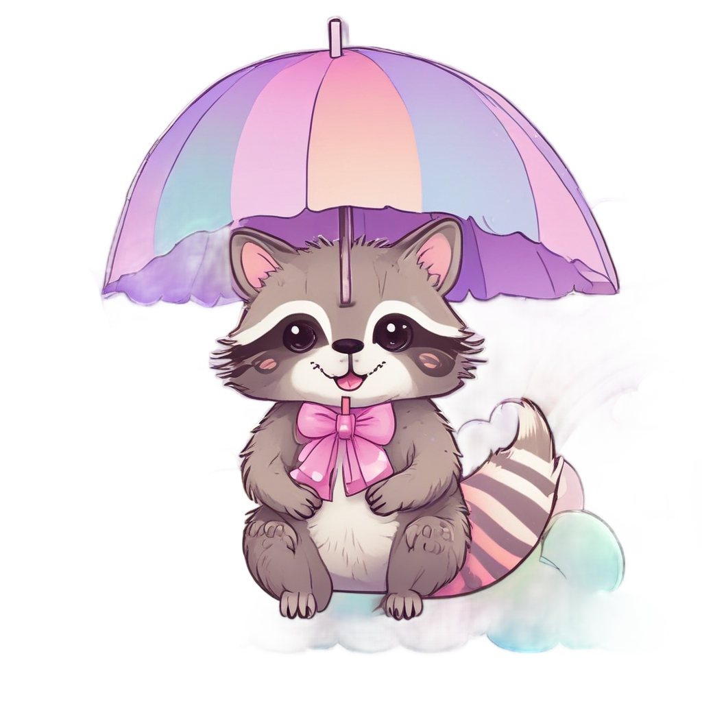 Rainbow Cloud Raccoon — woodland nursery stickers