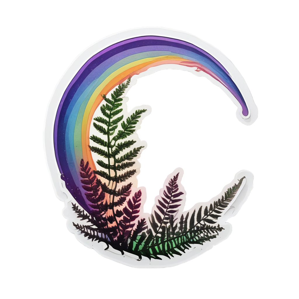 Rainbow Crescent Fern — pressed flowers stickers