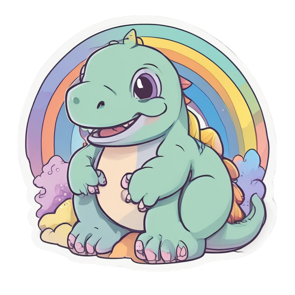 Rainbow Dino Hug — happy faces stickers