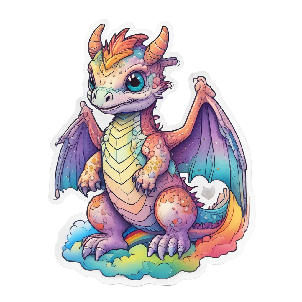 Rainbow Dragon Hatchling — celestial stickers