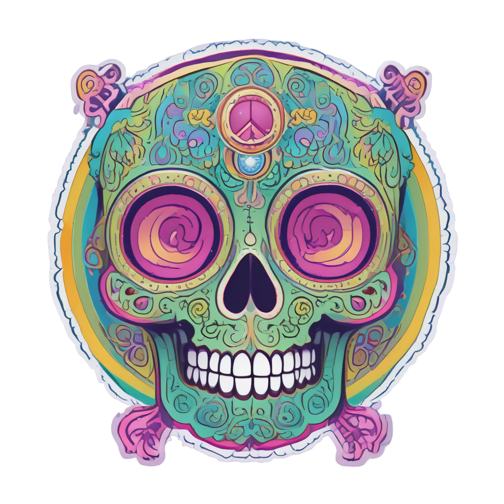 Rainbow Filigree Skull — sugar skull stickers
