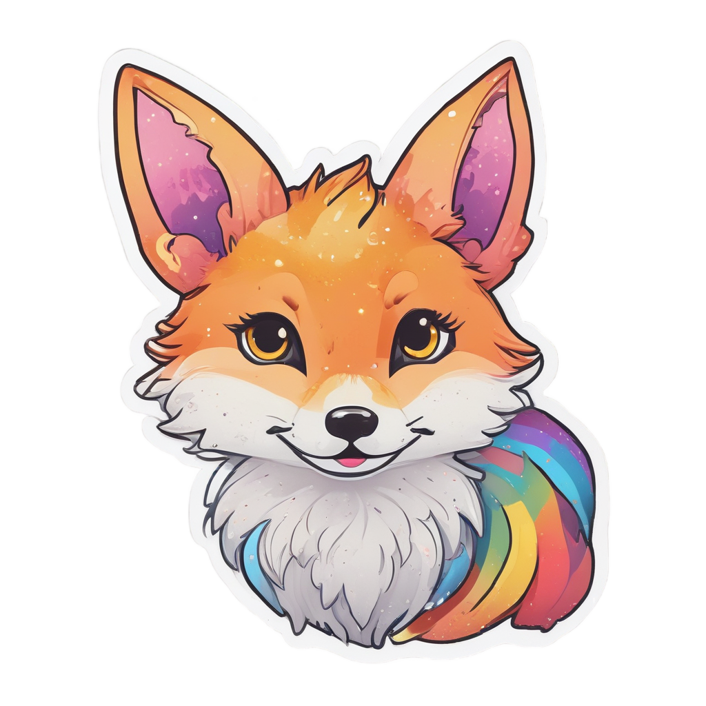 Rainbow Fox with Stars — celestial stickers