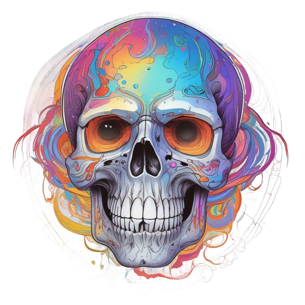 Rainbow Hologram Skull Dance — neon cyber skull stickers