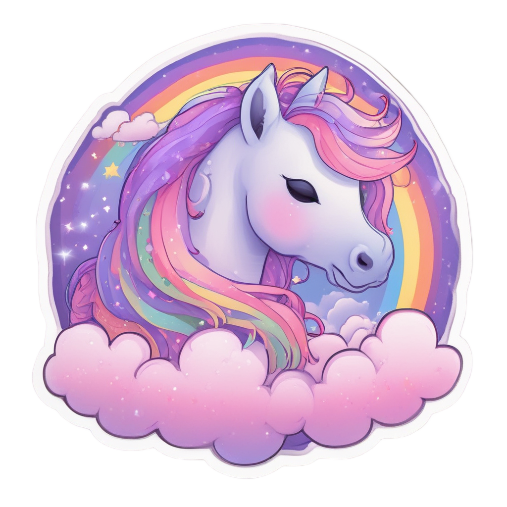 Rainbow Maned Sleepy Pony — horses stickers