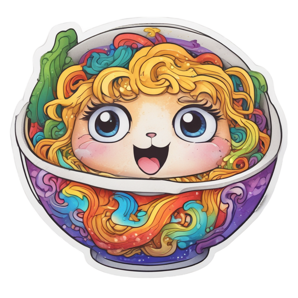 Rainbow Noodle Ramen — cute food stickers