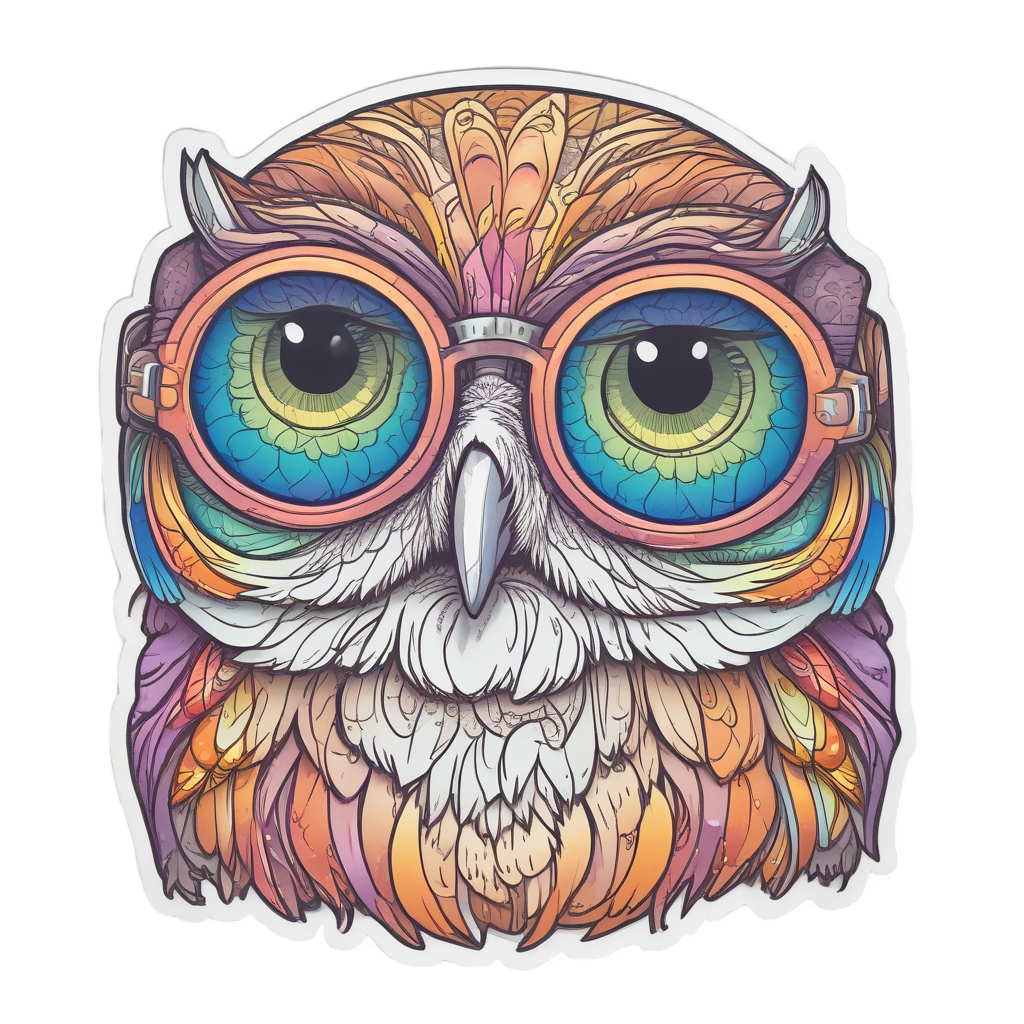 Rainbow Owl Wise Smile — happy faces stickers