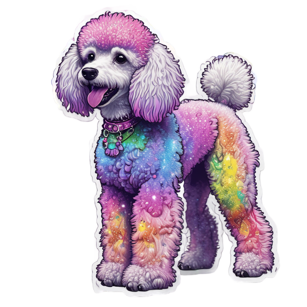 Rainbow Poodle Prance — dogs stickers