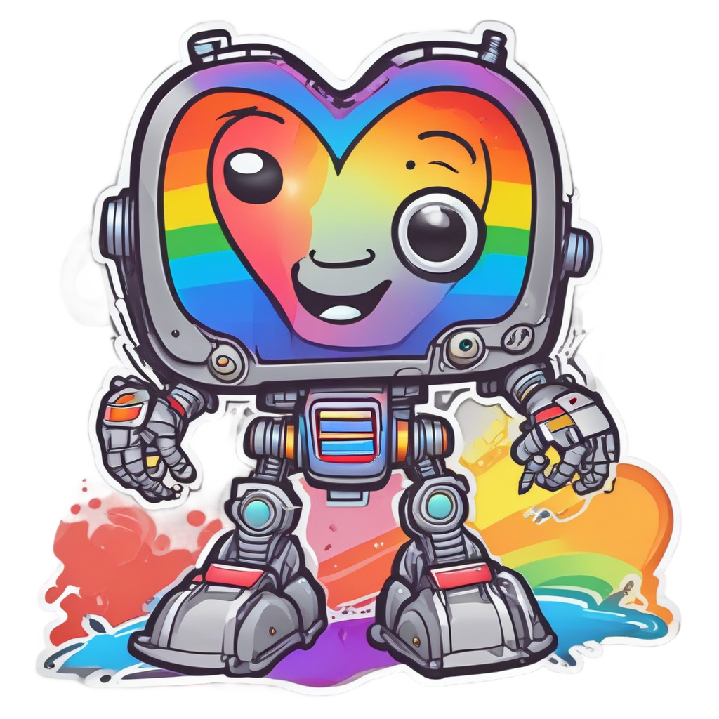 Rainbow Robot Friend — happy faces stickers