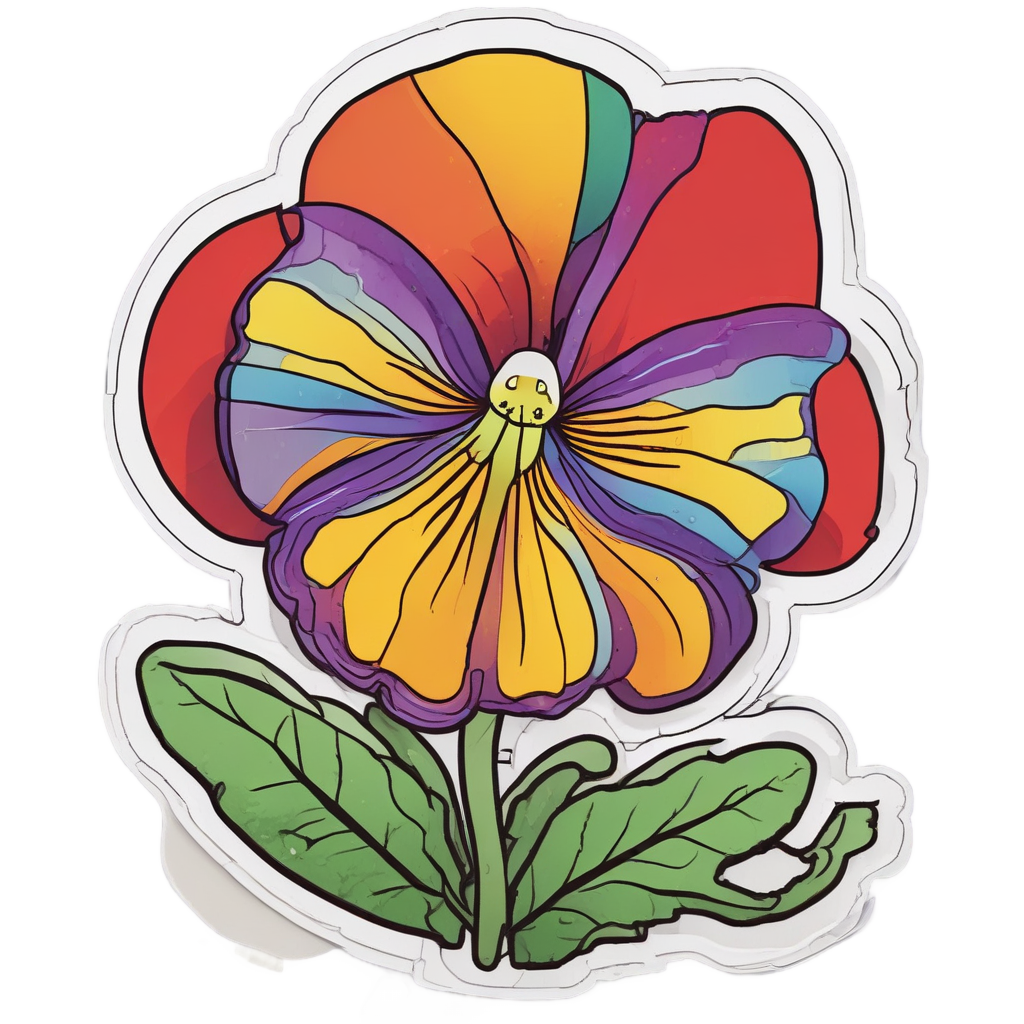 Rainbow Roots Pansy — pressed flowers stickers