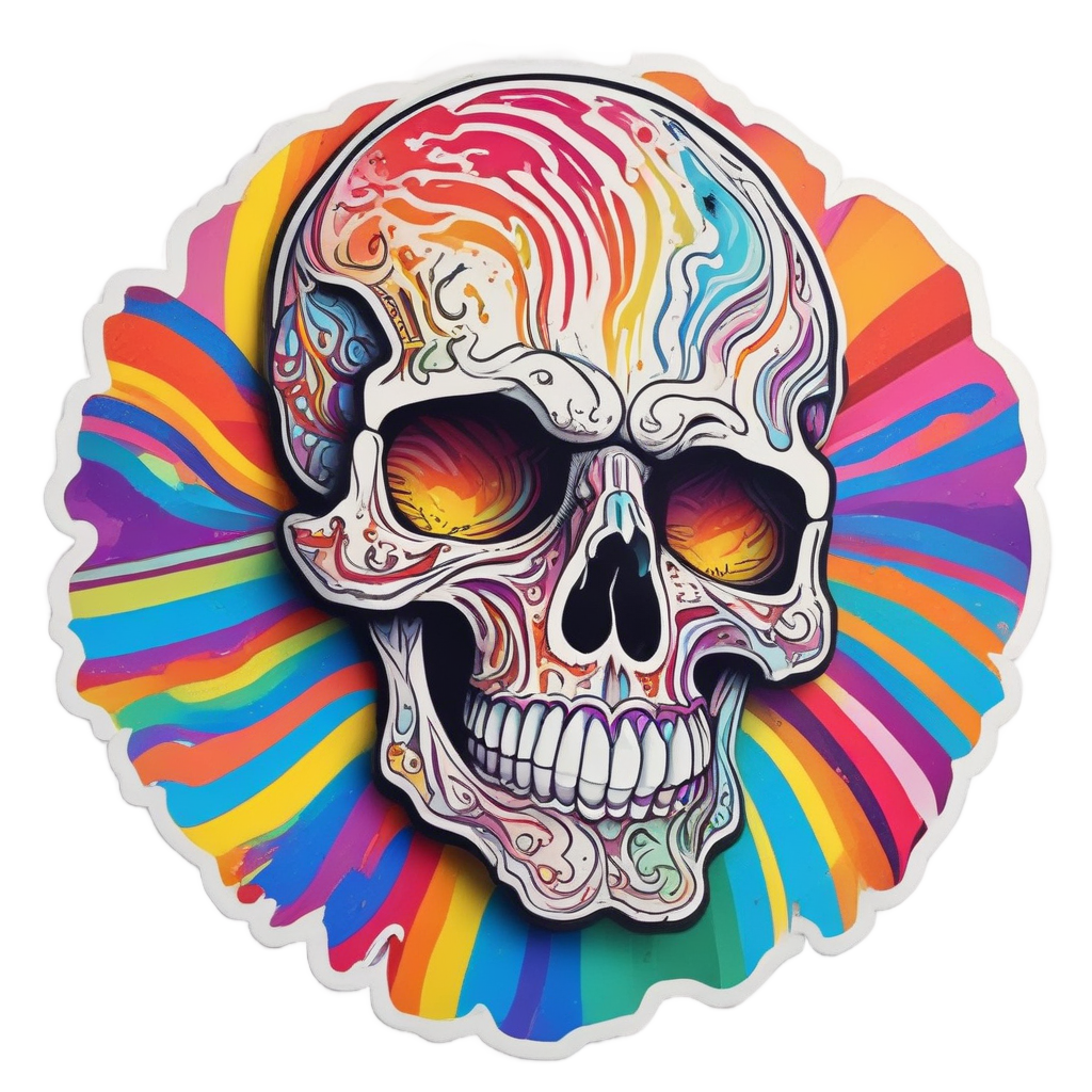 Rainbow Swirl Hand Skull — war-paint skull stickers