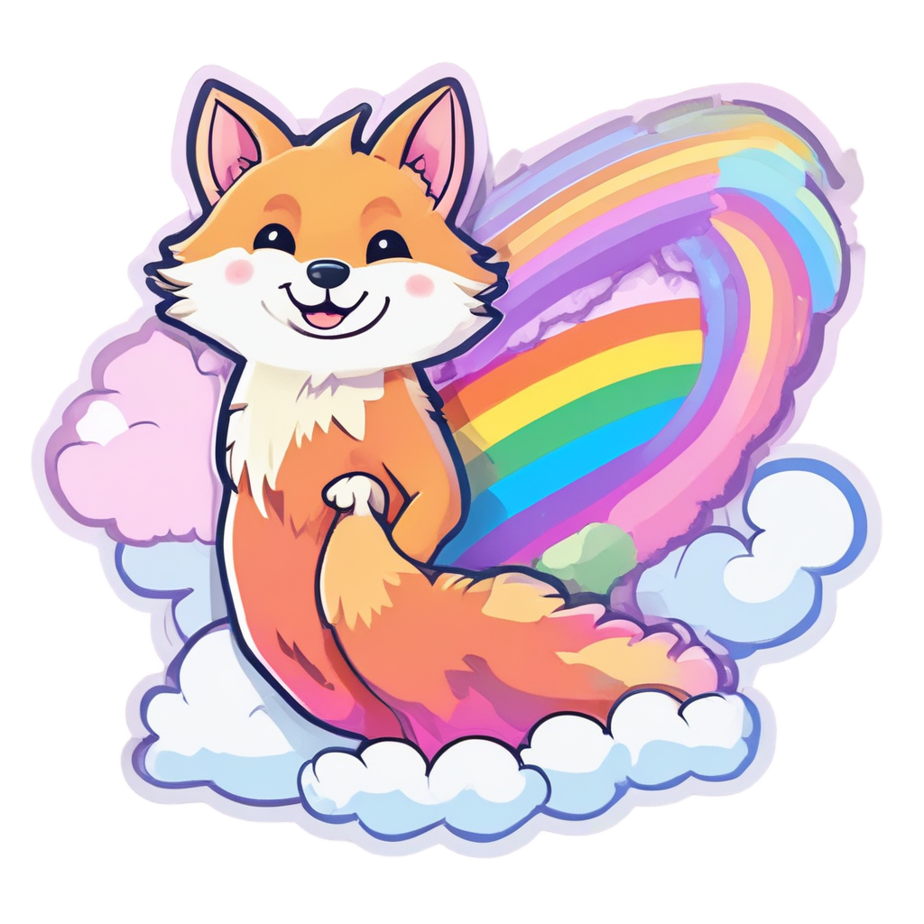 Rainbow Tail Fox — wildlife stickers