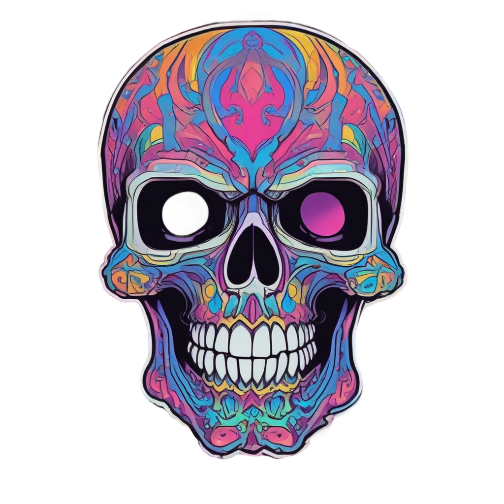 Rainbow War-Skull Stare — war-paint skull stickers