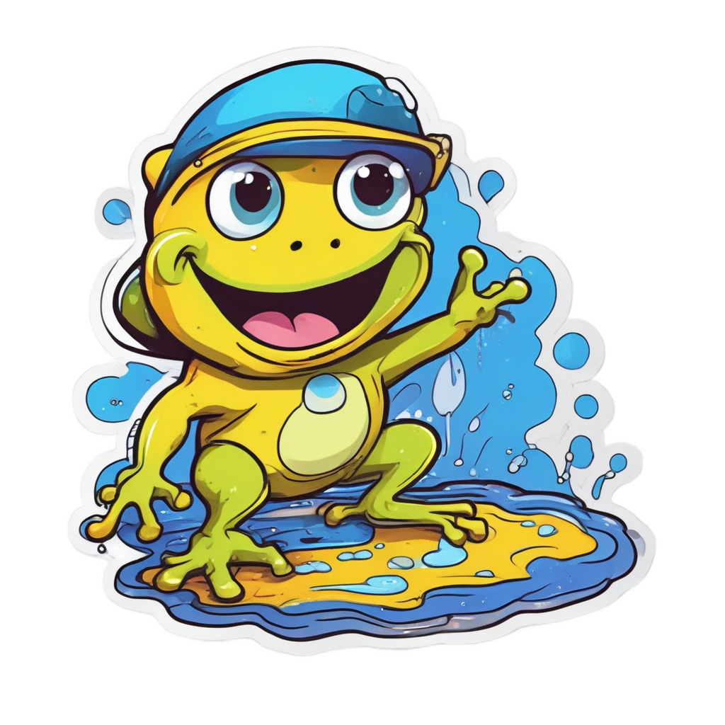 Raincoat Frog Splashing Puddles — reptiles stickers