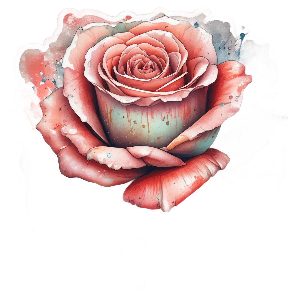 Raindrop Splash Rose — single stem stickers