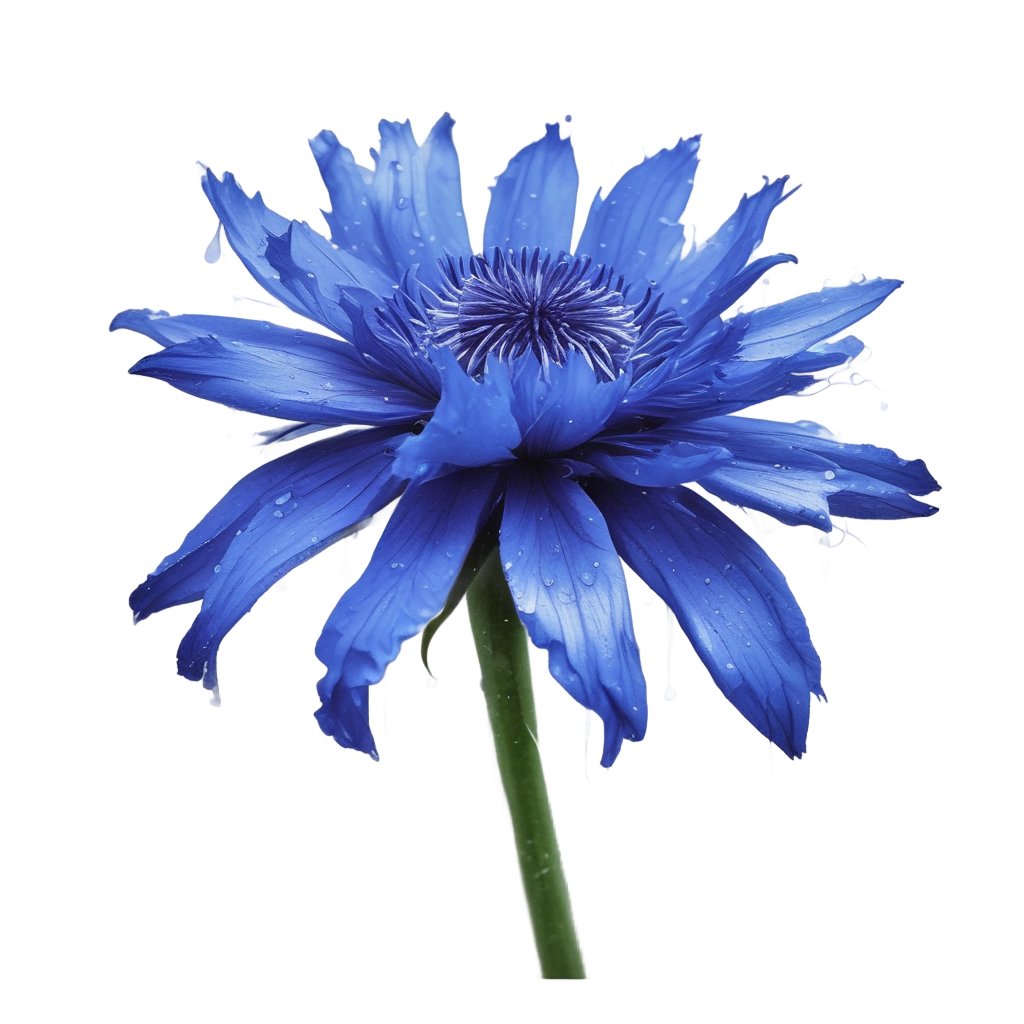 Rainy Cornflower with Droplets — wildflowers stickers