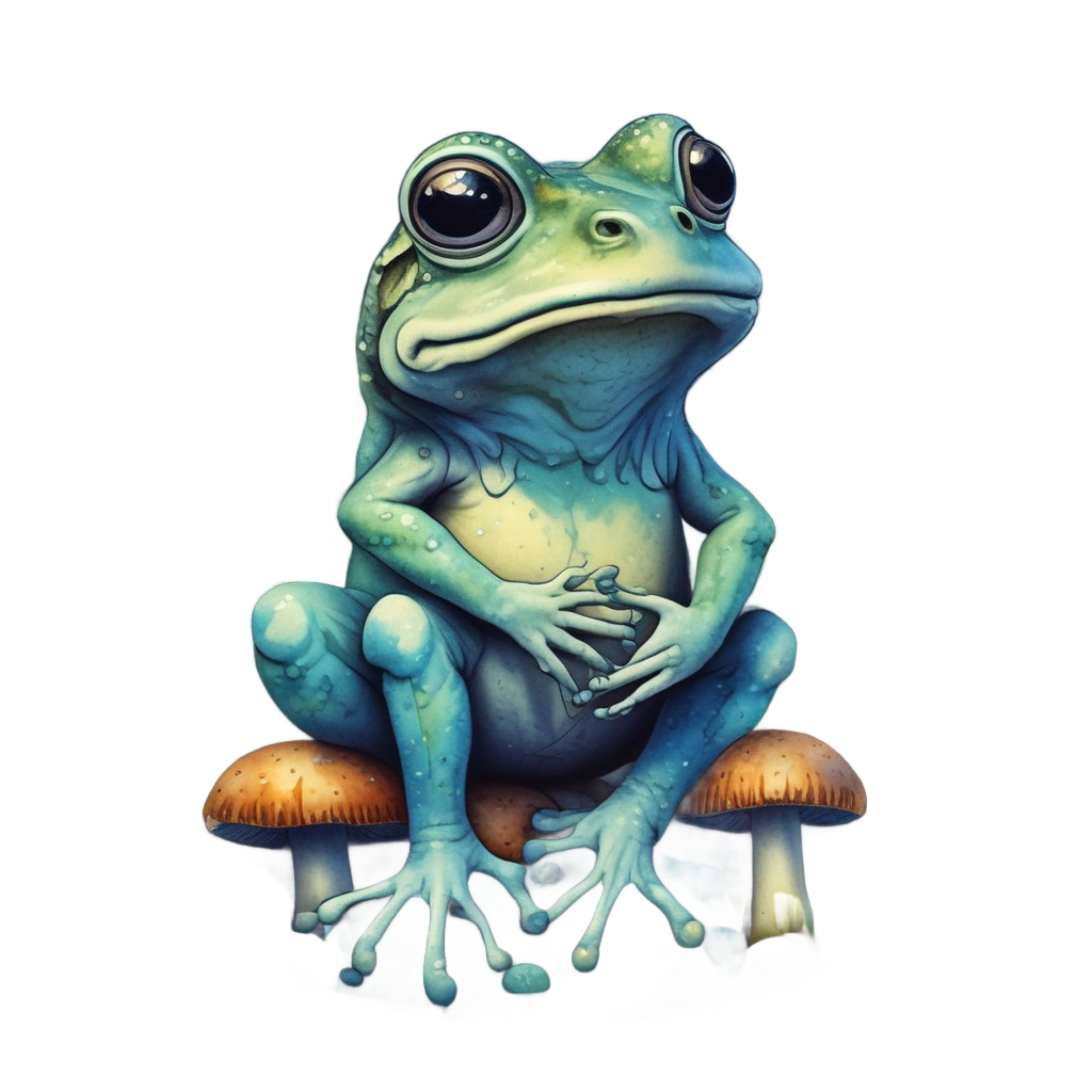 Rainy Day Frog Musician — forest floor stickers