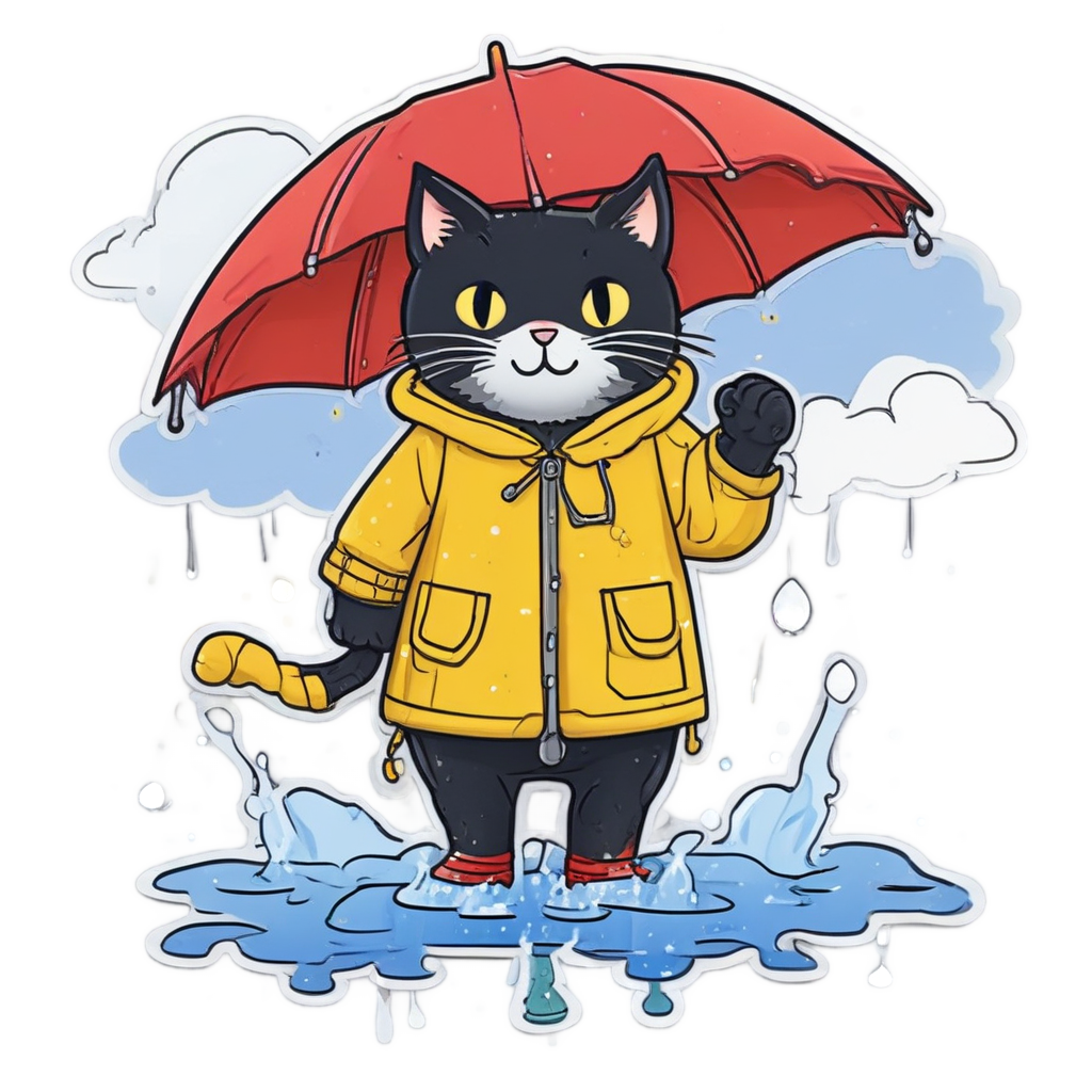 Rainy Puddle Cat — cats stickers