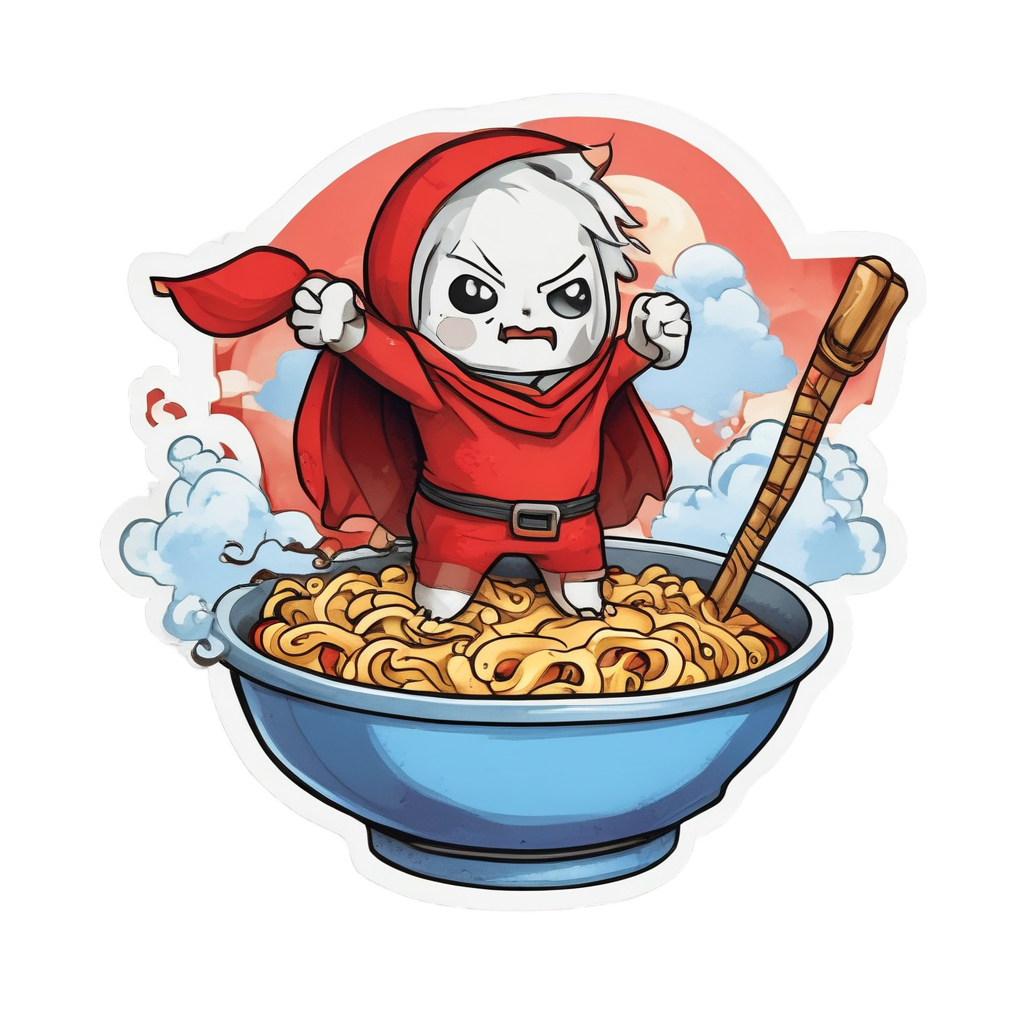 Ramen Superhero Cape — cute food stickers