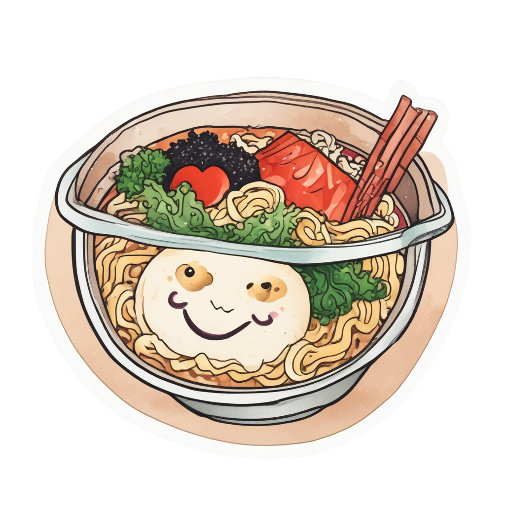 Ramen with Heart Nori — cute food stickers