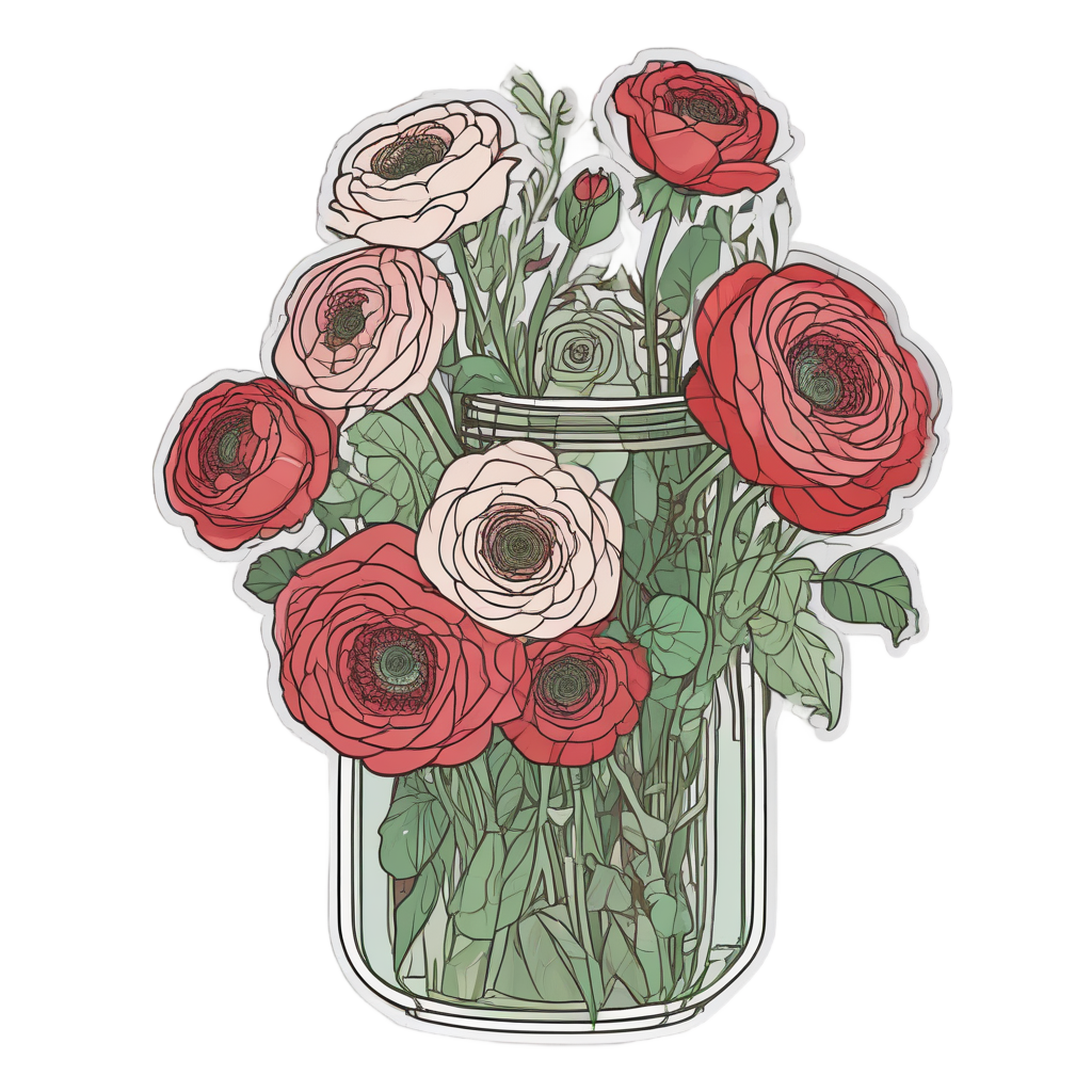 Ranunculus in a Jar — bouquets stickers