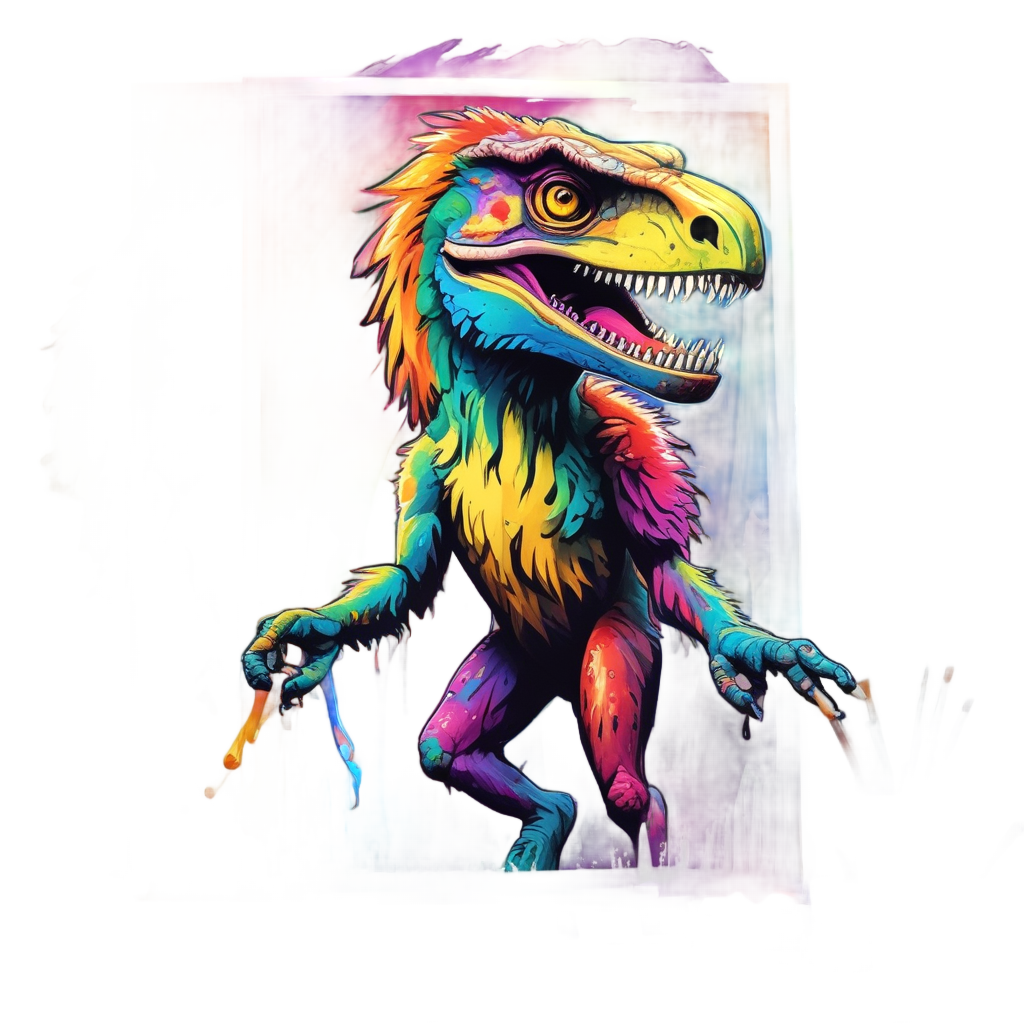 Raptor Artist Painting — dinosaurs stickers
