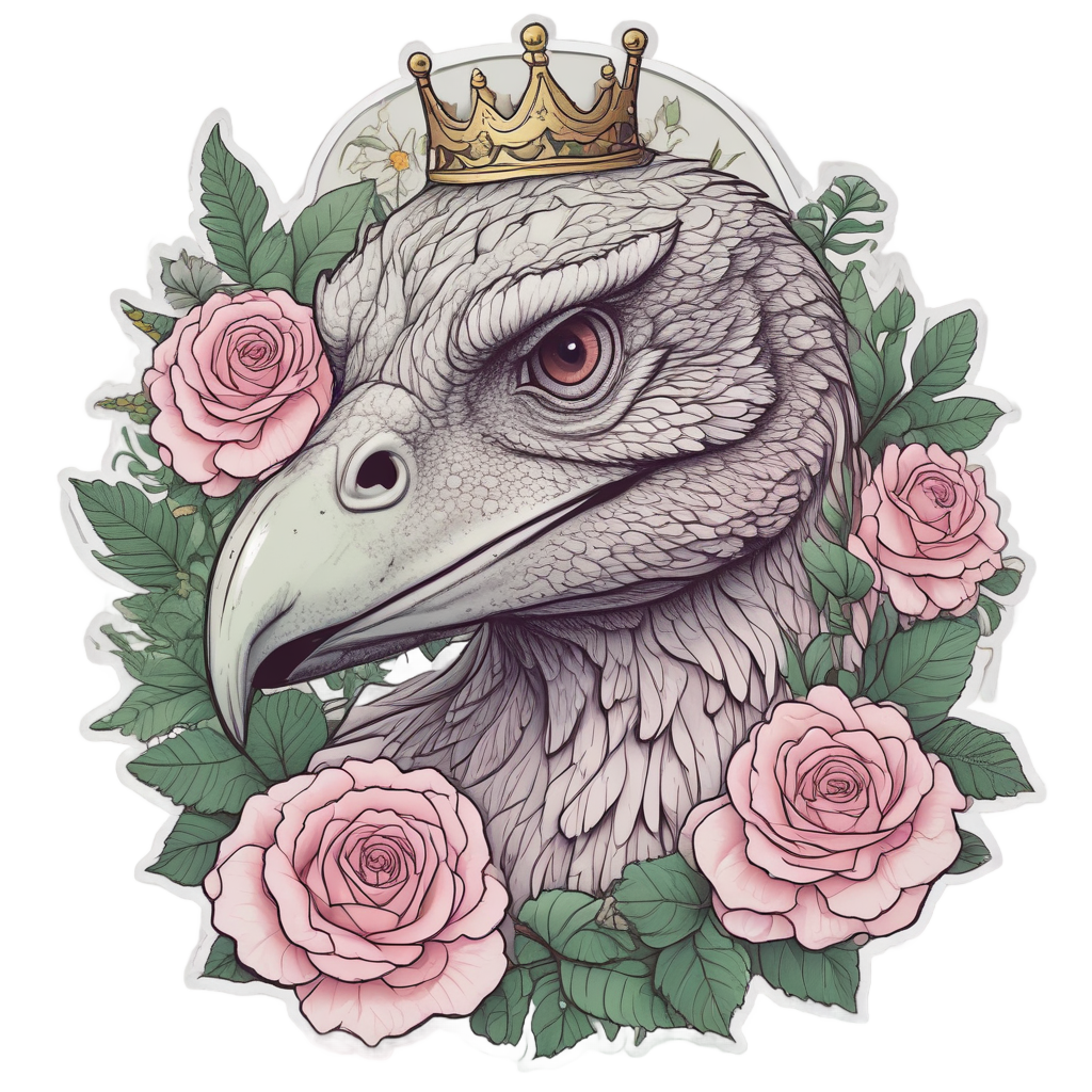 Raptor in Floral Crown — dinosaurs stickers