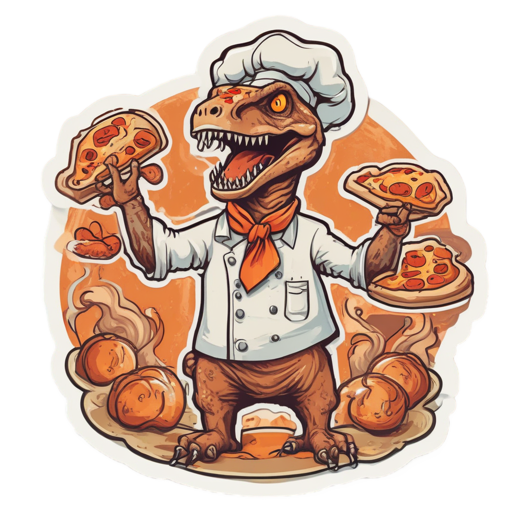 Raptor Retro Pizza Chef — dinosaurs stickers