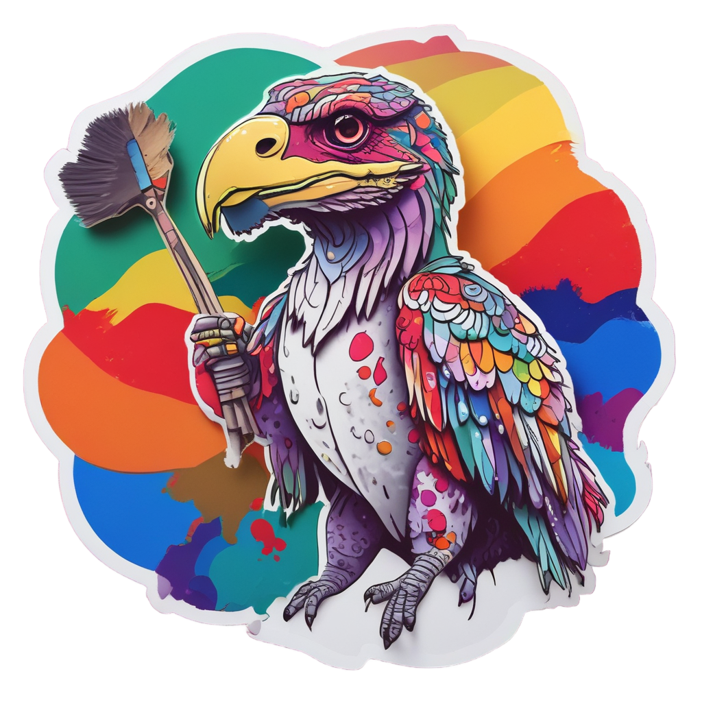 Raptor with Paint Palette — dinosaurs stickers