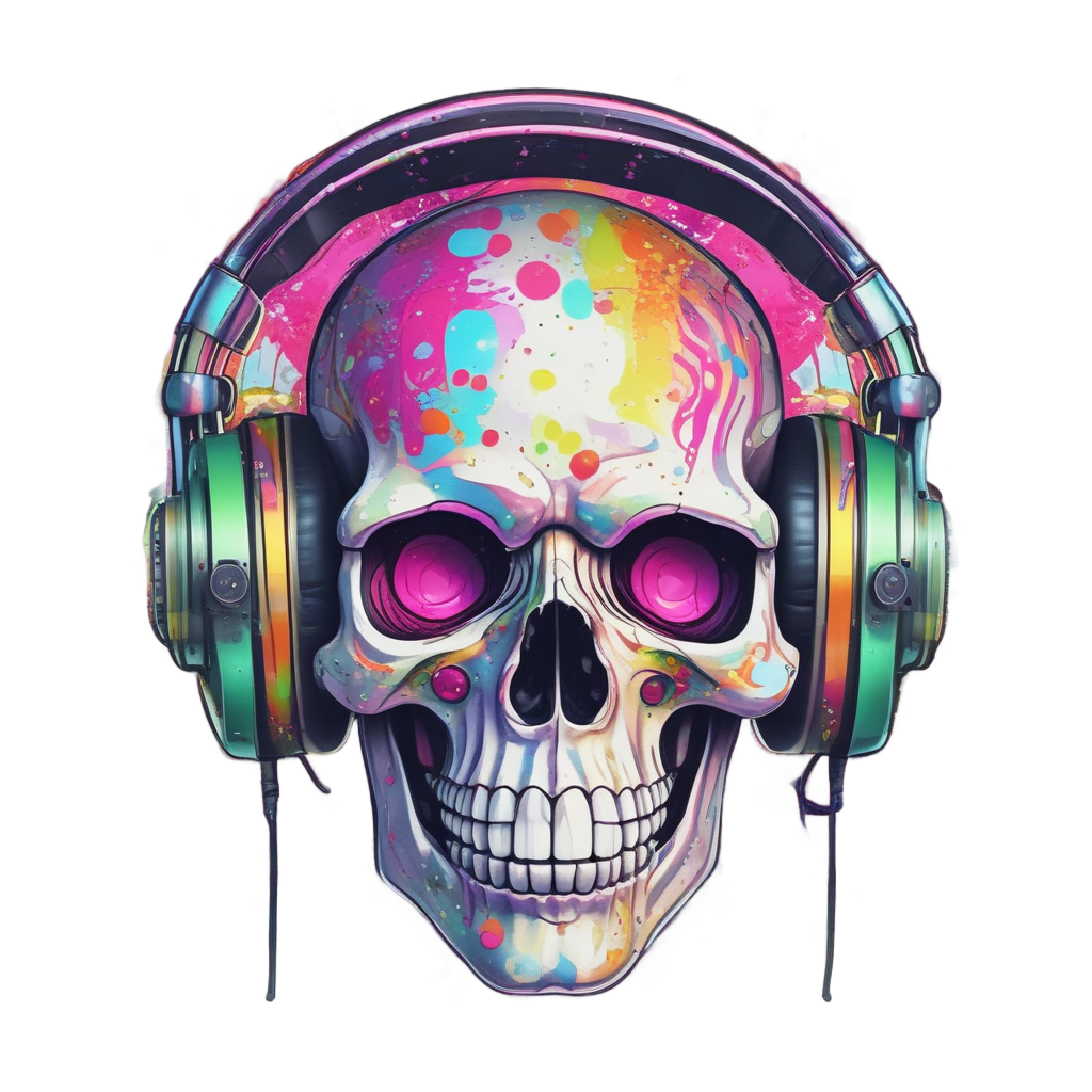 Rave Stripe Skull DJ — war-paint skull stickers