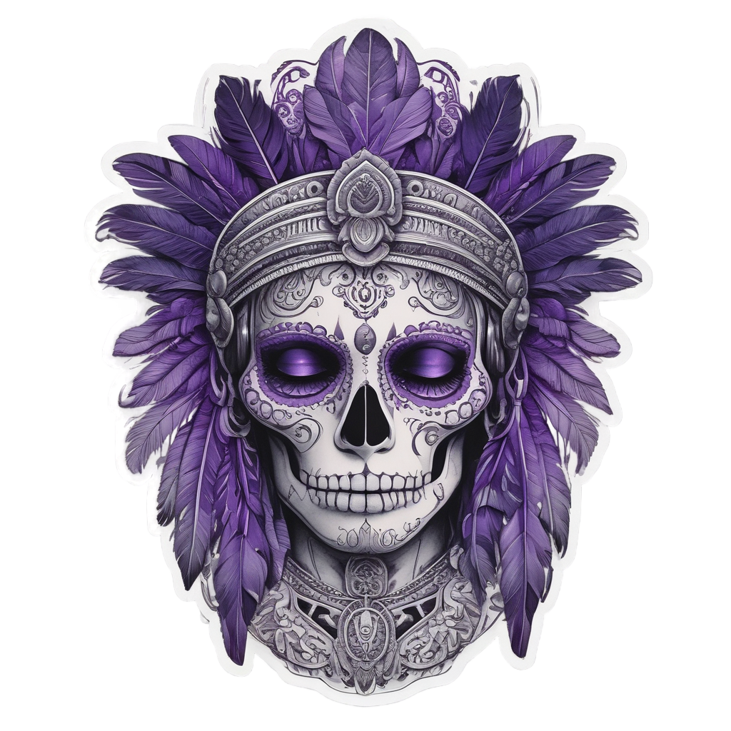 Raven Feather Calavera — sugar skull stickers