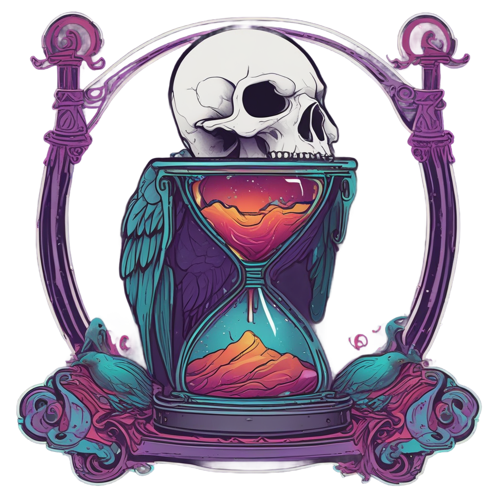 Raven Skull Hourglass — reaper skull stickers