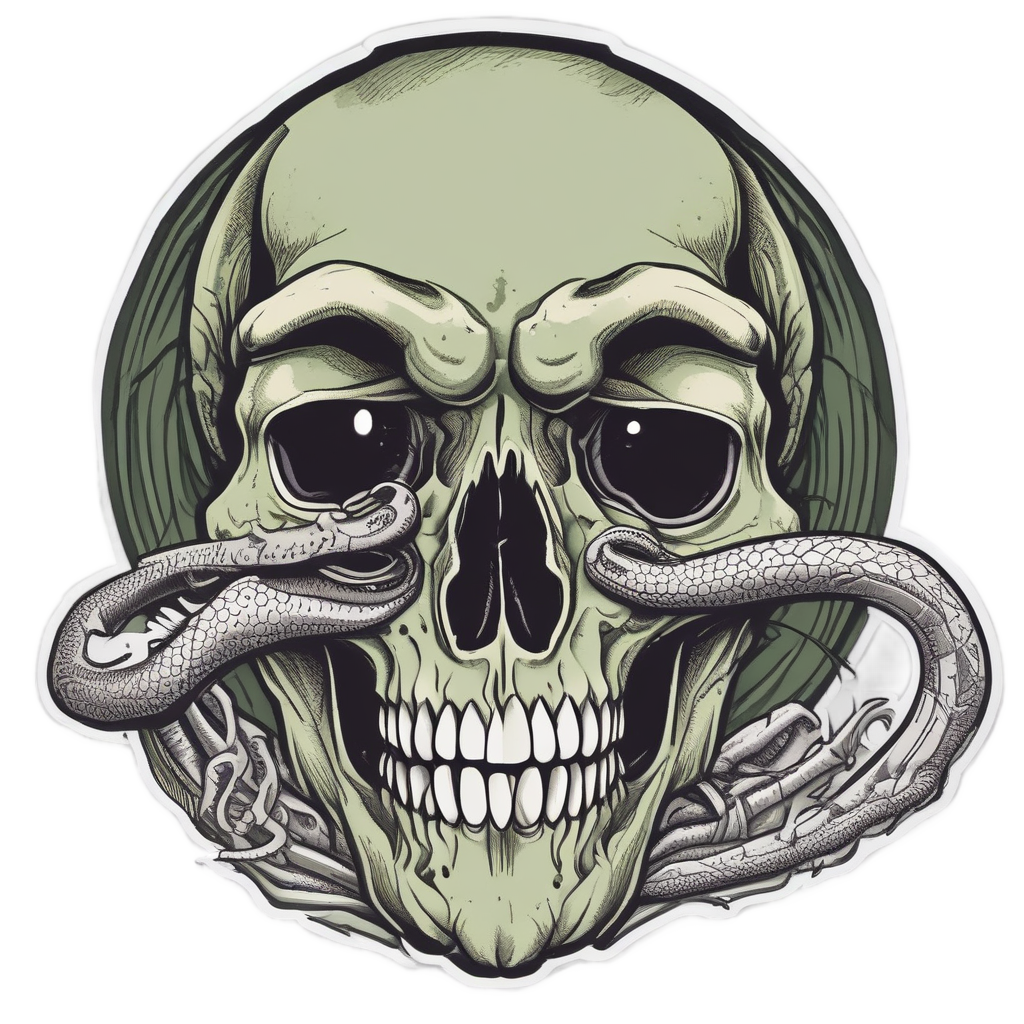 Raven Skull with Serpent — reaper skull stickers