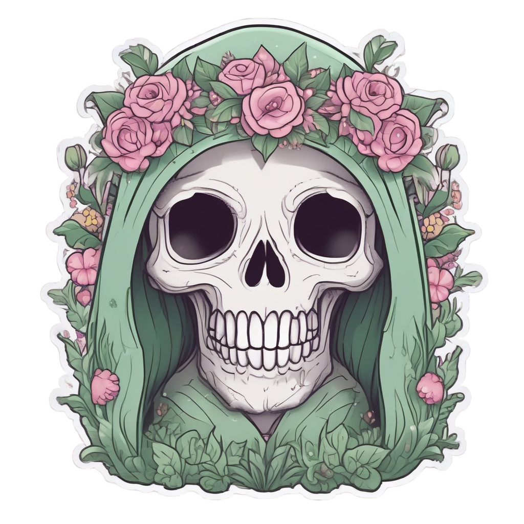 Reaper Skull with Flower Crown — reaper skull stickers
