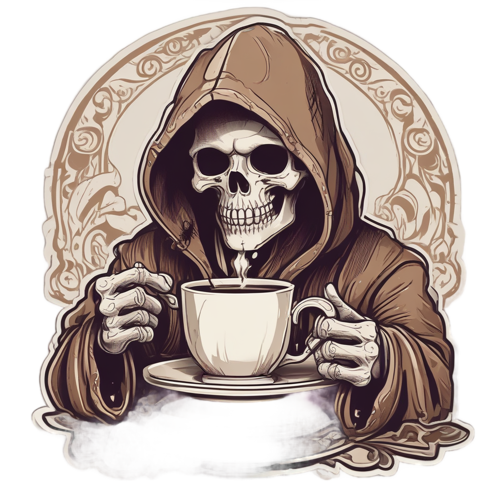 Reaper with Coffee — reaper skull stickers