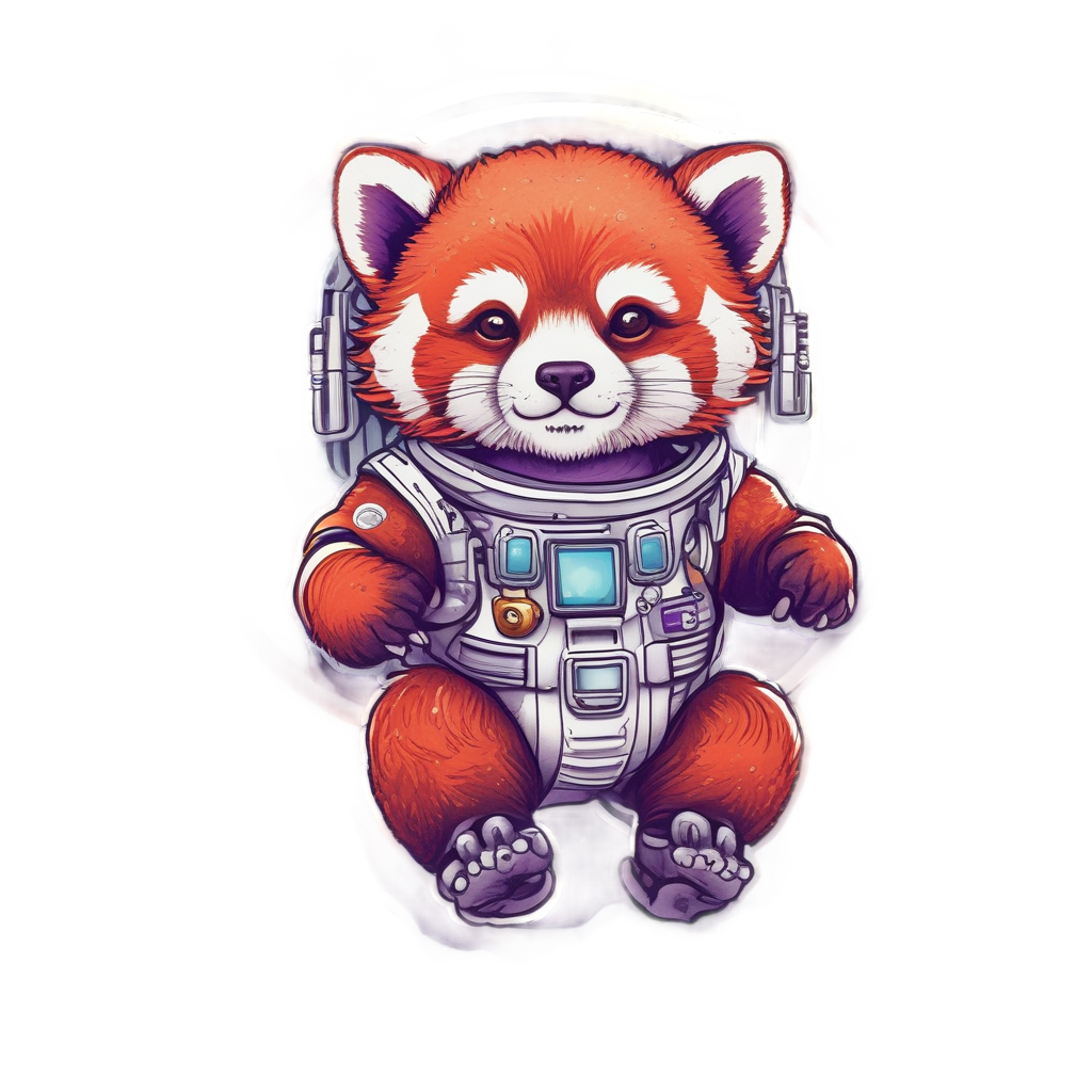 Red Panda Astronaut Floating — wildlife stickers