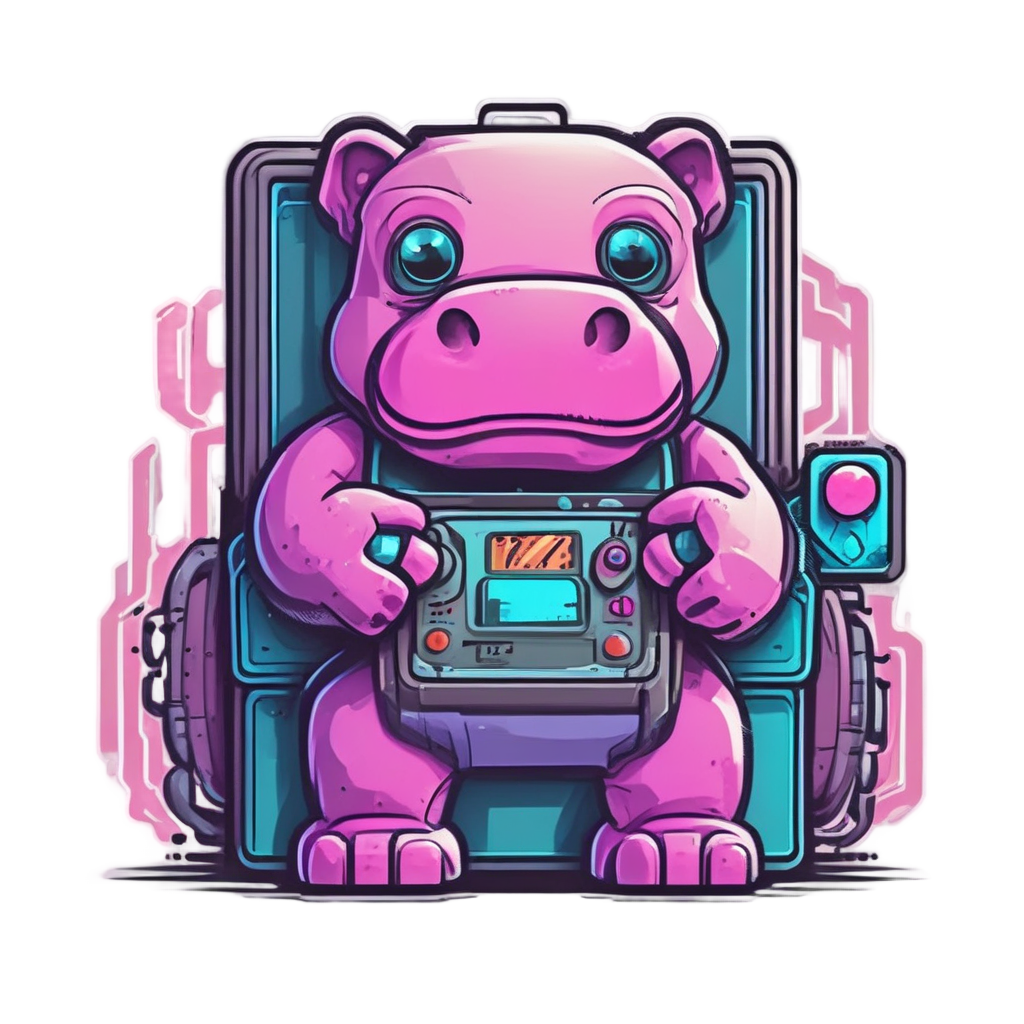 Retro Arcade Hippo — safari nursery stickers