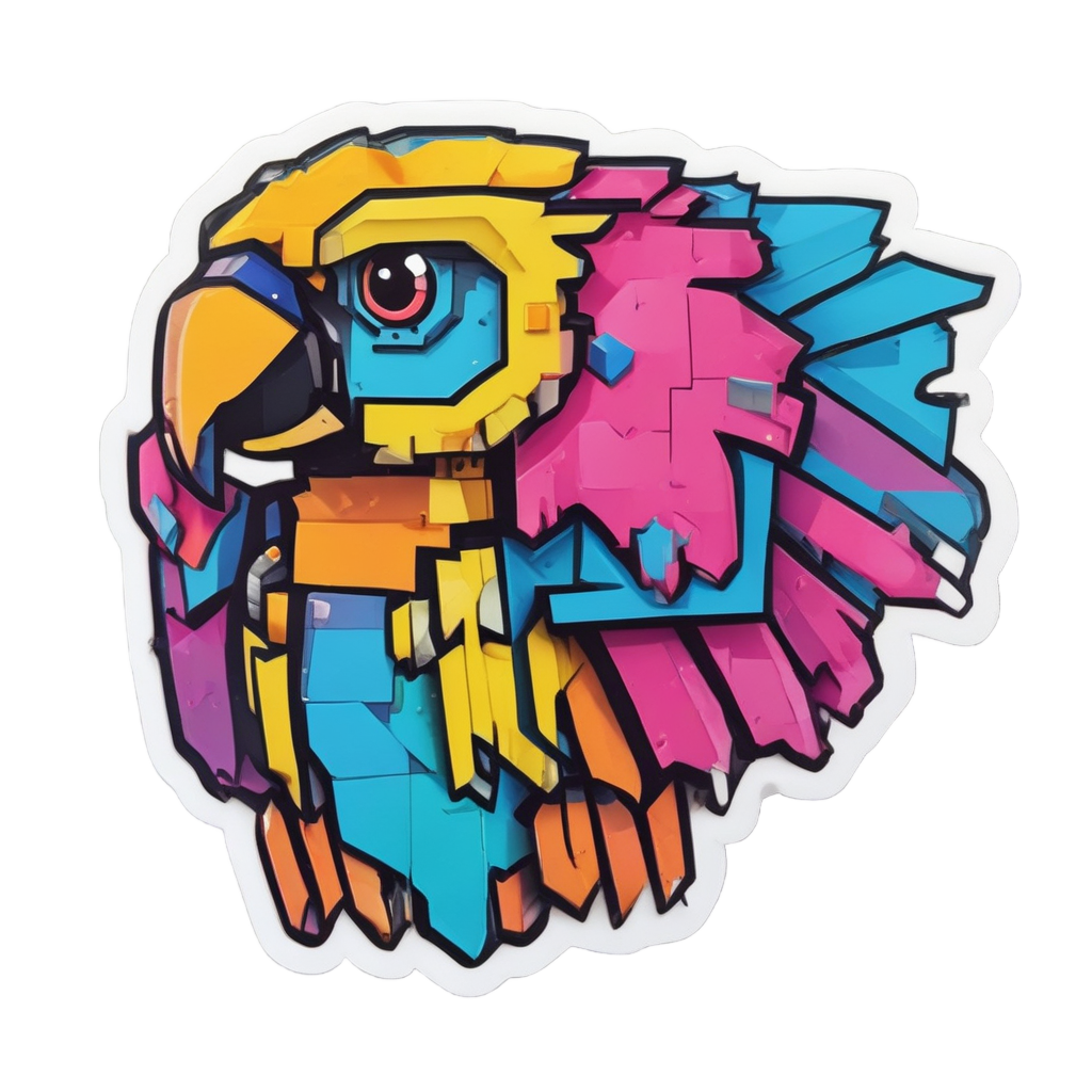 Retro Arcade Parrot — birds stickers