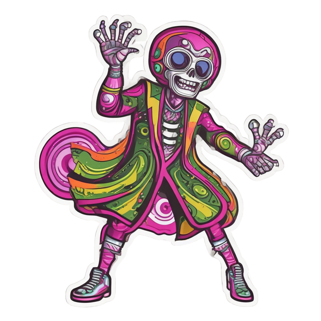 Retro Atom Symbol Dance — radioactive stickers