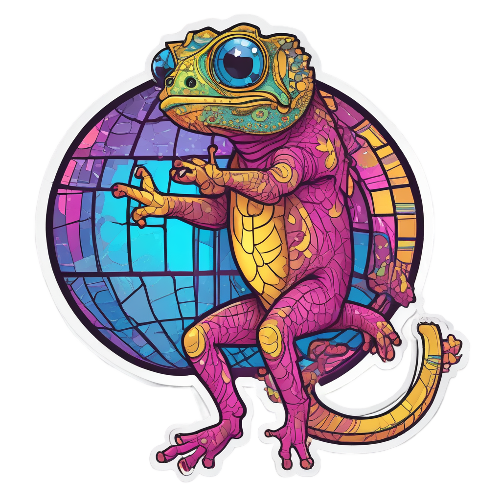 Retro Chameleon Disco King — reptiles stickers