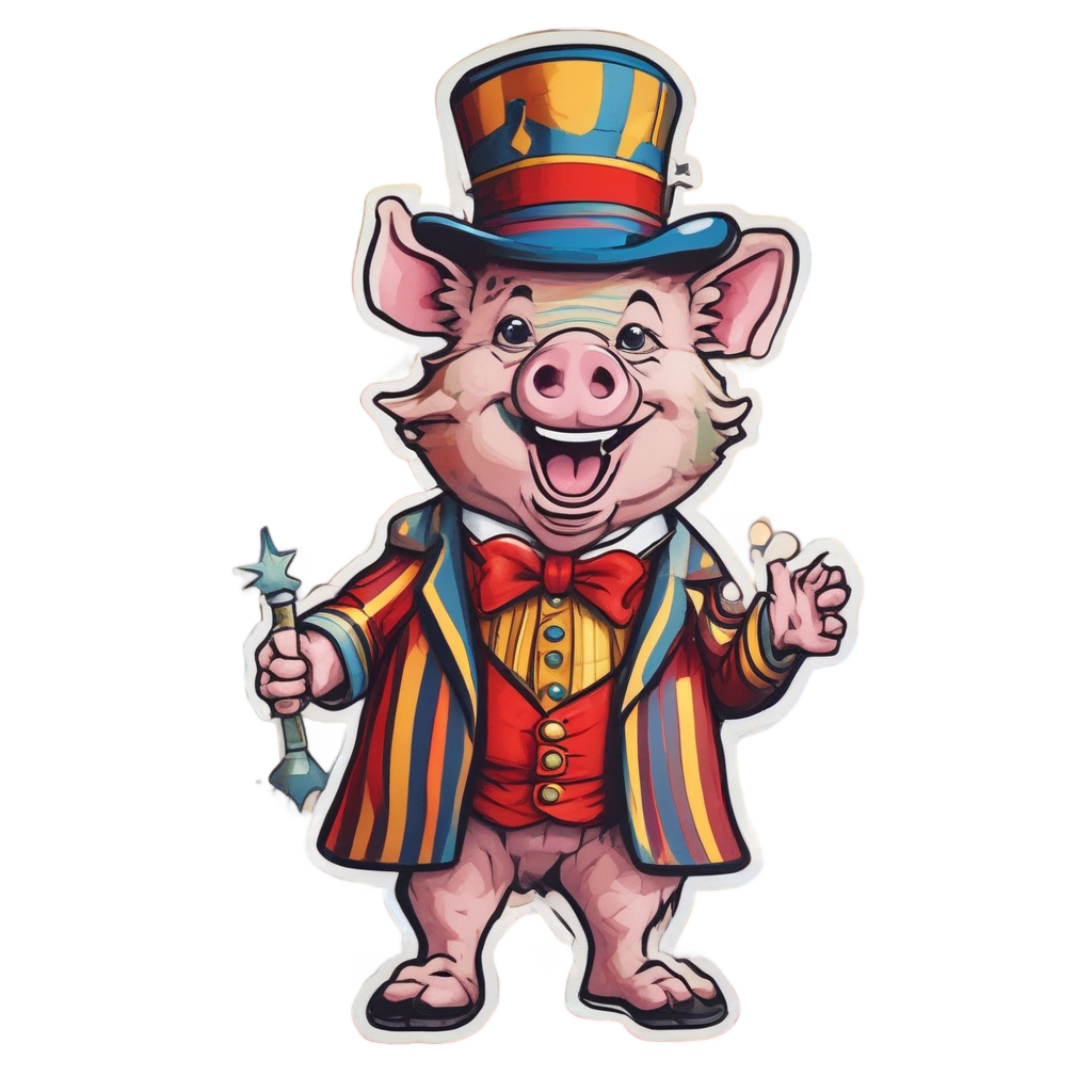 Retro Circus Piglet — farm nursery stickers