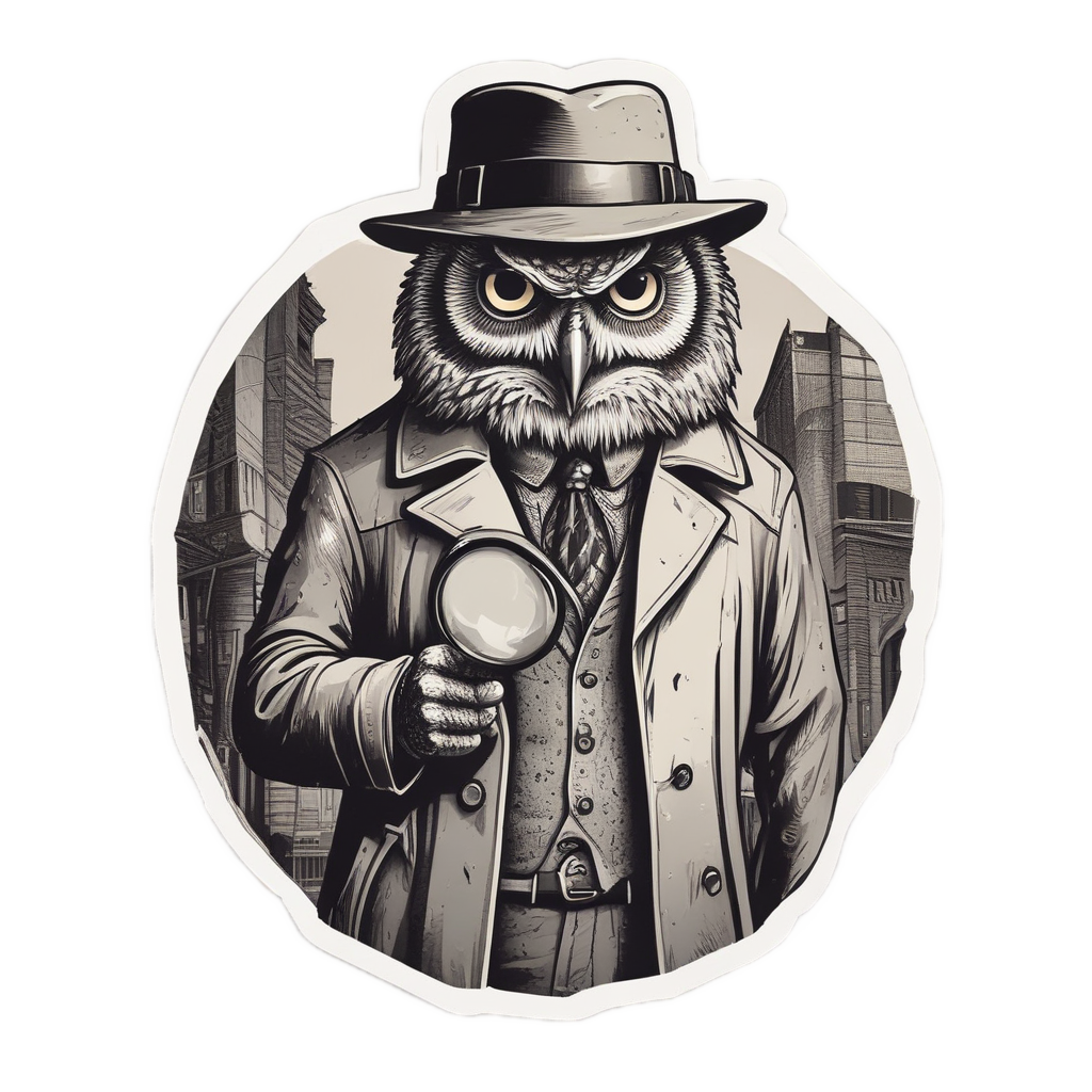 Retro Detective Owl — birds stickers